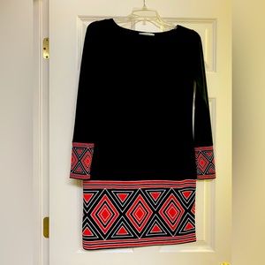 Michael Kors cocktail dress in black with unique red border, Size P